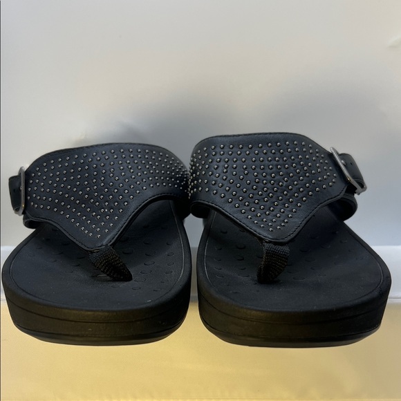 Vionic Black Studded Wedge Sandals-Women's-Size 9-Casual-Comfy-Vacation-Adjust - Picture 4 of 16